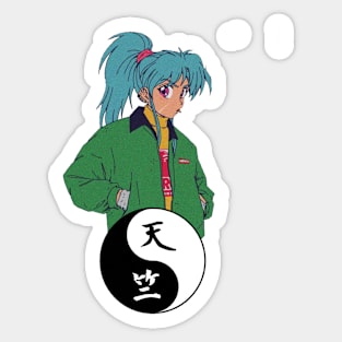 Retro Anime Yin And Yang Sticker